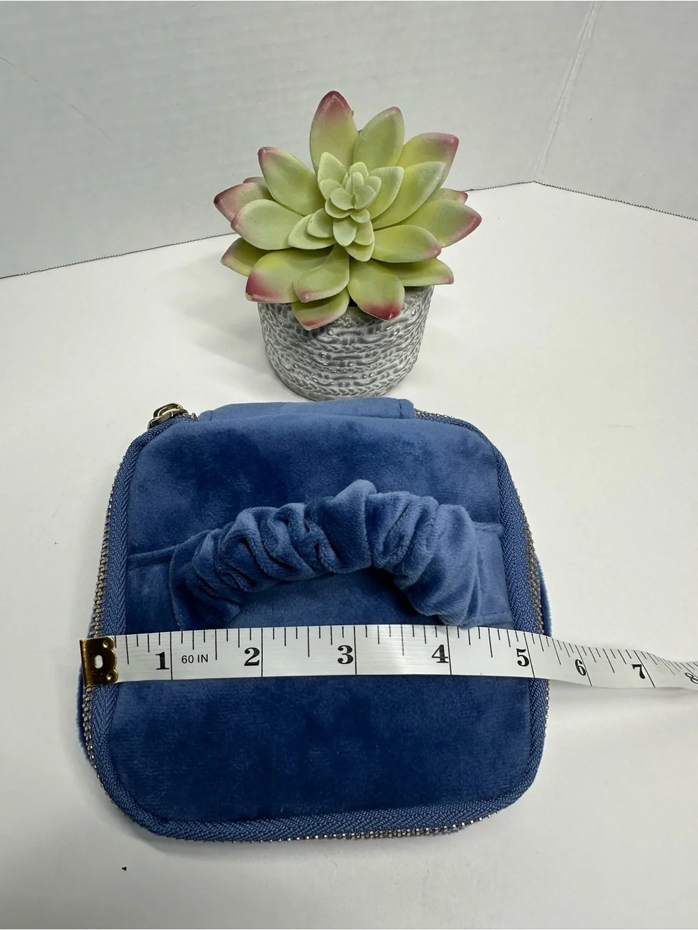 a new day Blue Velvet Scrunch-Handle Cosmetic Case